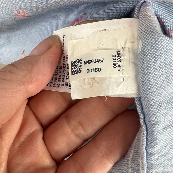 American Eagle Mens Button Down Shirt Size XL Blue Flamingo‎ Short Sleeve Oxford - Picture 6 of 12